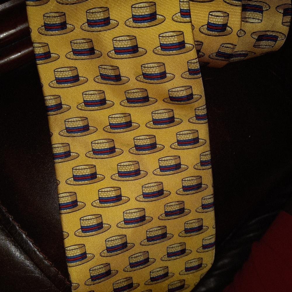 Brooks Brothers Tie yellow color with Hats pictures